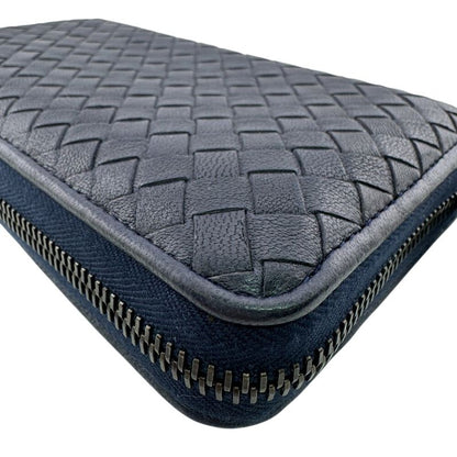 Bottega Veneta Round Zip Wallet Navy