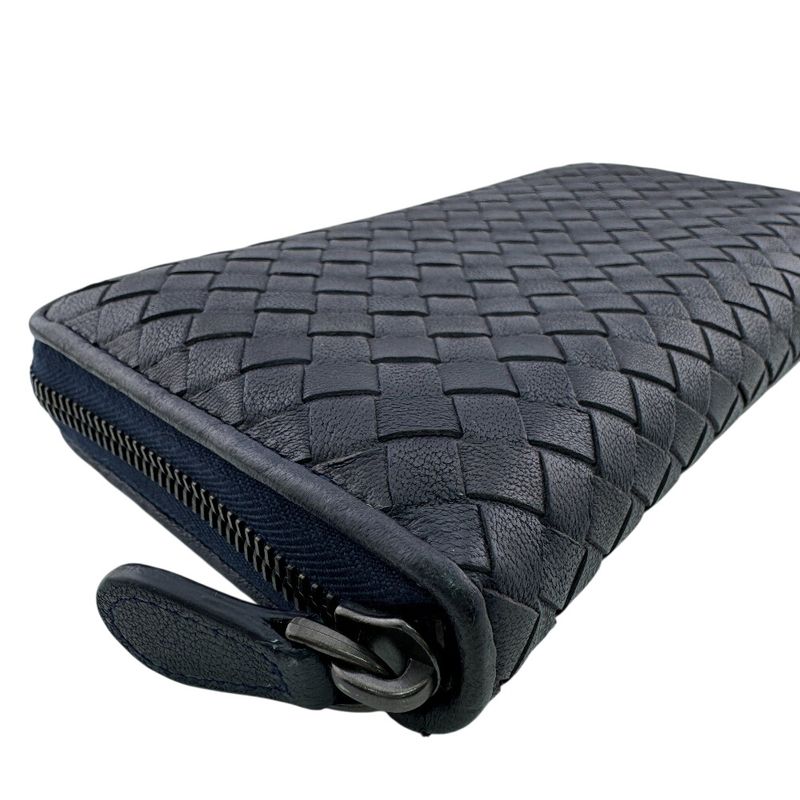 Bottega Veneta Round Zip Wallet Navy