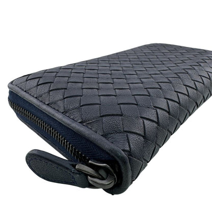 Bottega Veneta Round Zip Wallet Navy