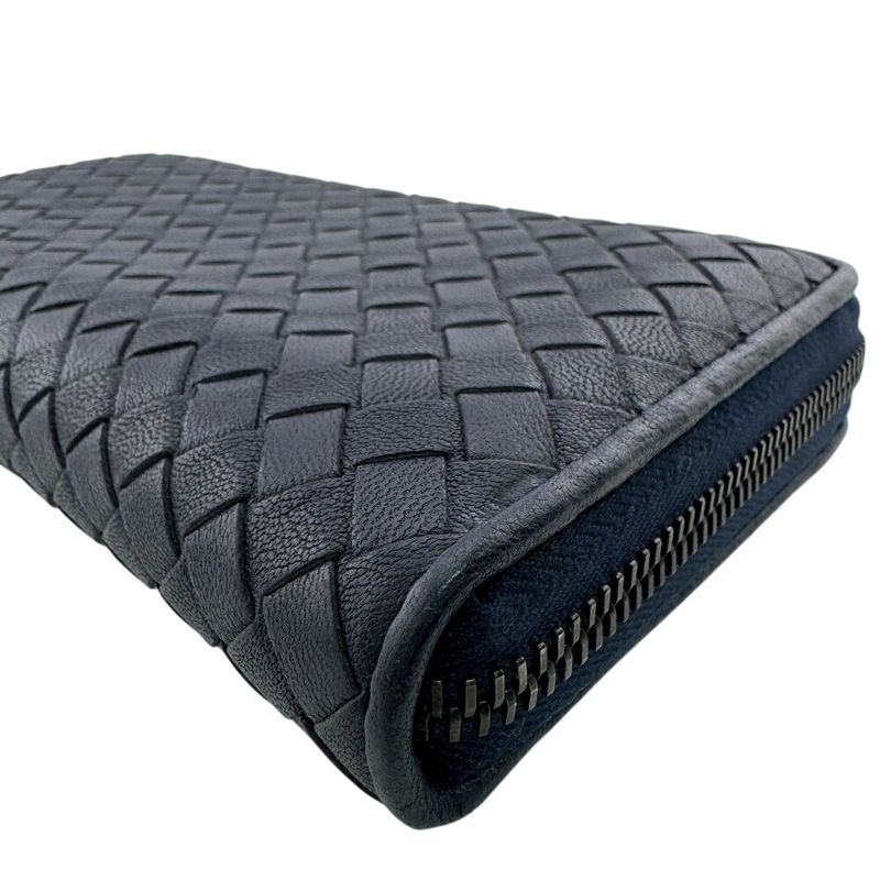 Bottega Veneta Round Zip Wallet Navy