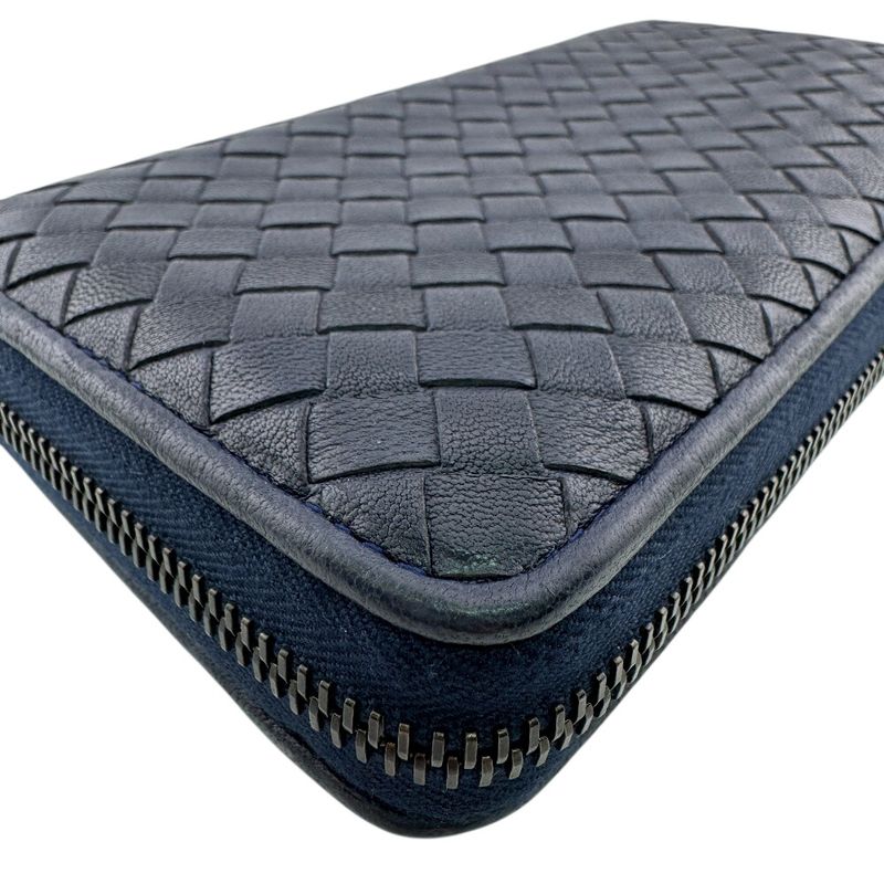 Bottega Veneta Round Zip Wallet Navy