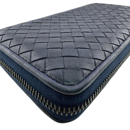 Bottega Veneta Round Zip Wallet Navy