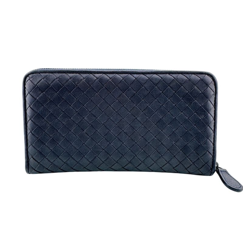 Bottega Veneta Round Zip Wallet Navy