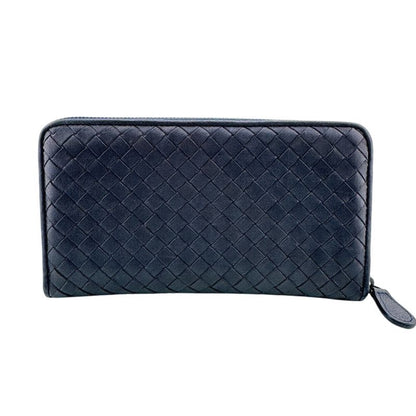 Bottega Veneta Round Zip Wallet Navy