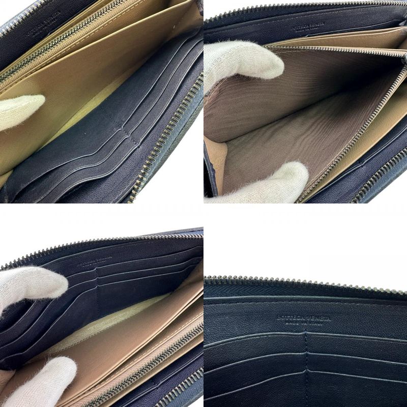 Bottega Veneta Round Zip Wallet Navy