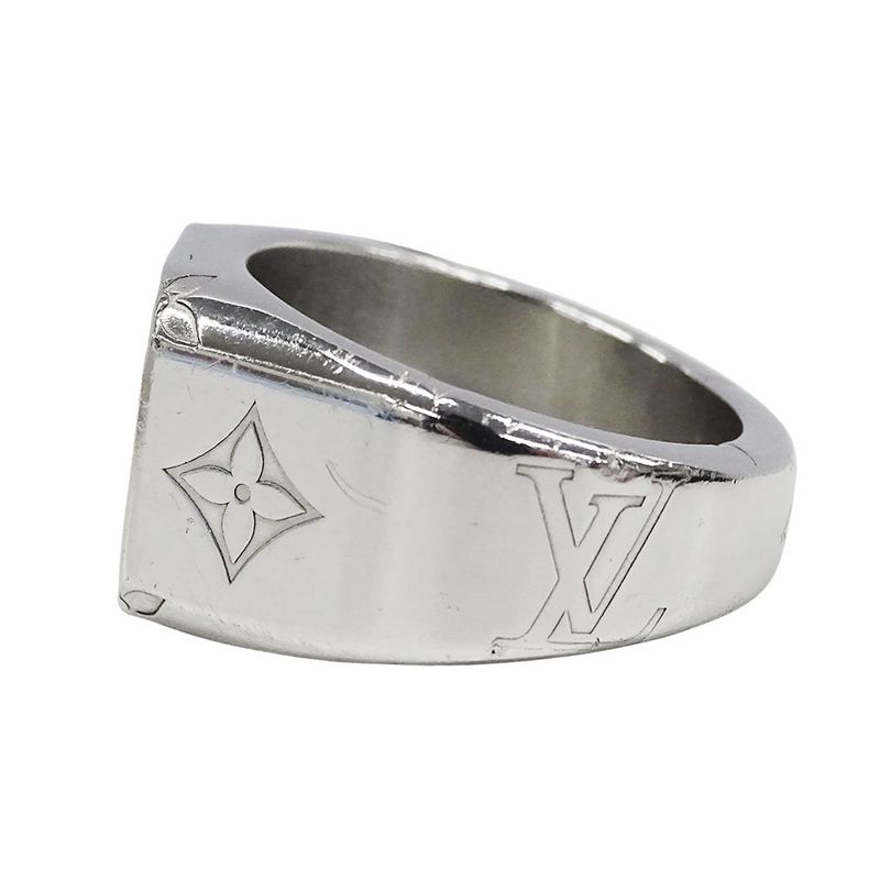 Louis Vuitton Ring Metal Signet Monogram Silver