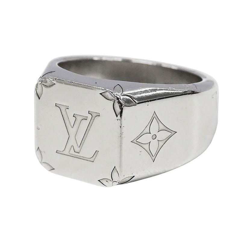 Louis Vuitton Ring Metal Signet Monogram Silver