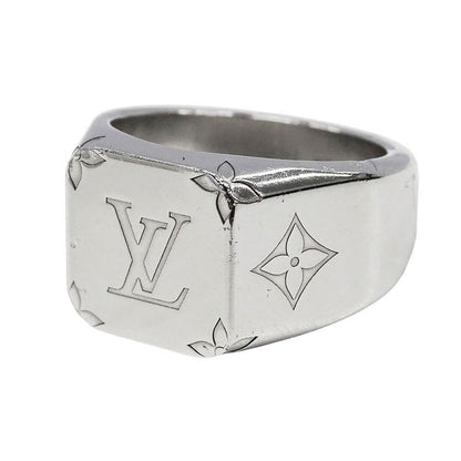 Louis Vuitton Ring Metal Signet Monogram Silver
