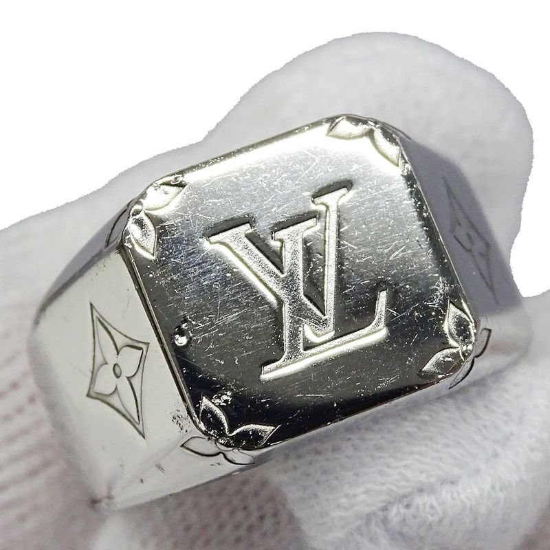 Louis Vuitton Ring Metal Signet Monogram Silver