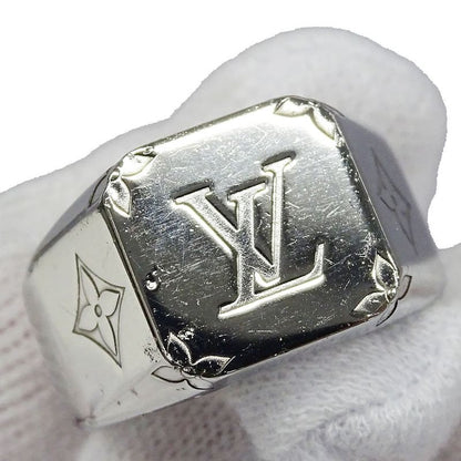 Louis Vuitton Ring Metal Signet Monogram Silver