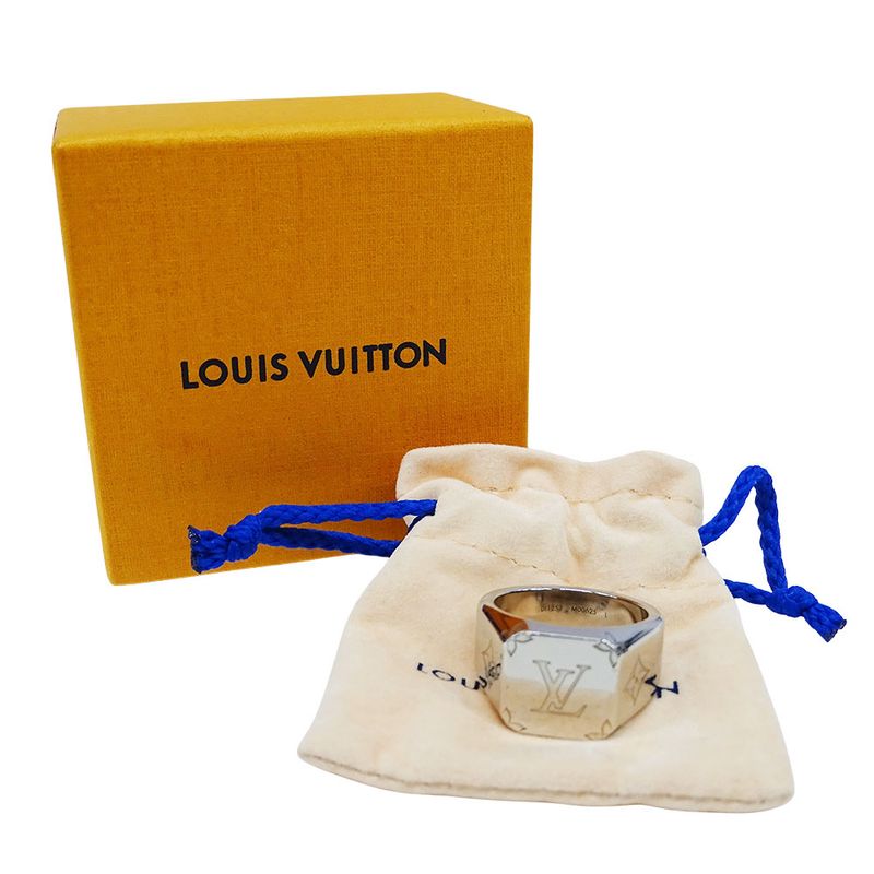 Louis Vuitton Ring Metal Signet Monogram Silver