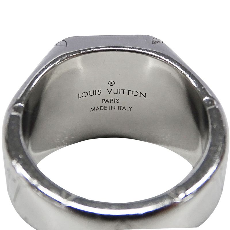 Louis Vuitton Ring Metal Signet Monogram Silver