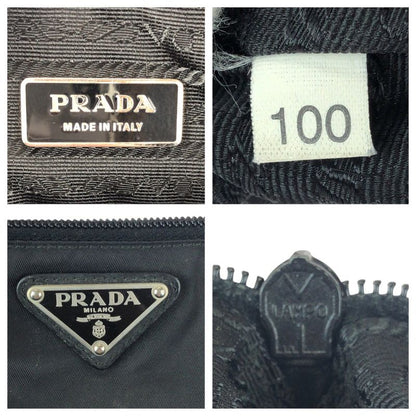 Prada Tessuto Black Silver Nylon Leather Belt Bag
