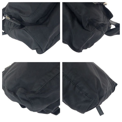 Prada Tessuto Black Silver Nylon Leather Belt Bag