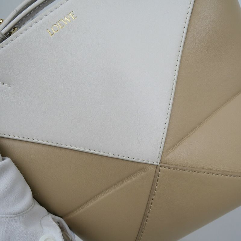 Loewe Puzzle Fold Mini Shoulder Bag Hand Bicolor Ivory Beige
