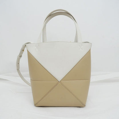 Loewe Puzzle Fold Mini Shoulder Bag Hand Bicolor Ivory Beige