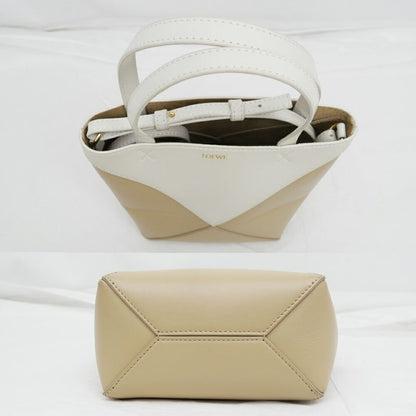Loewe Puzzle Fold Mini Shoulder Bag Hand Bicolor Ivory Beige