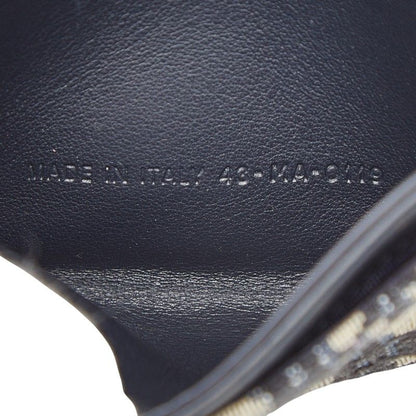 Dior Blue Jacquard Coin Case Wallet Navy Canvas Leather