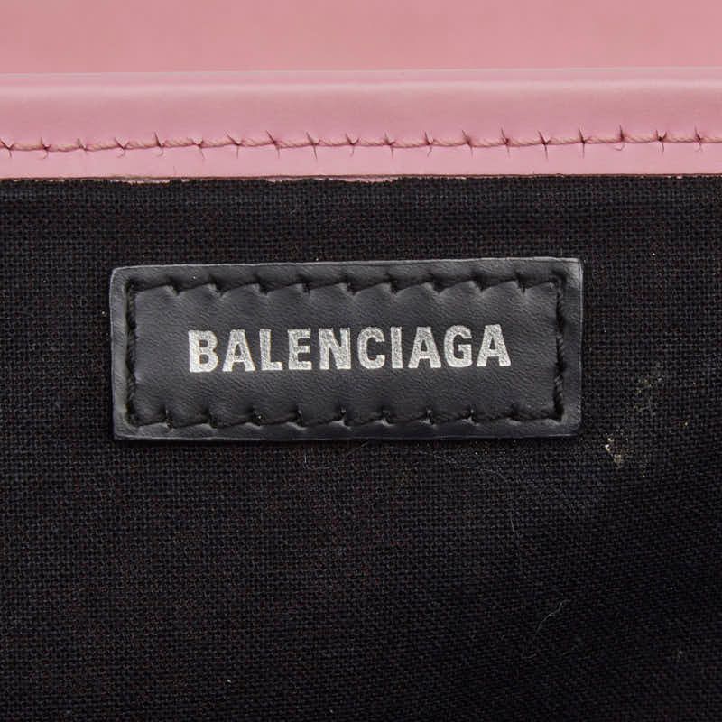 Balenciaga Navy Cabas S Pink Canvas Leather Pouch