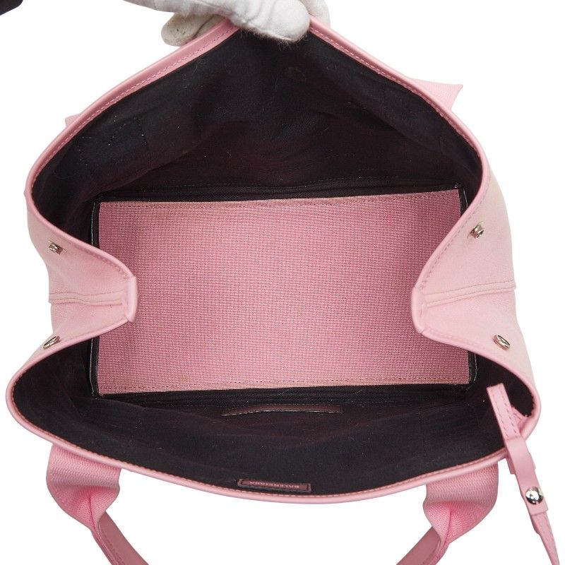 Balenciaga Navy Cabas S Pink Canvas Leather Pouch