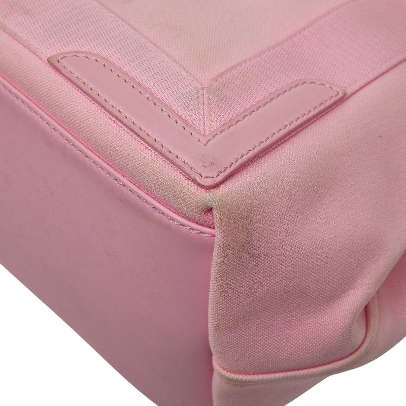 Balenciaga Navy Cabas S Pink Canvas Leather Pouch