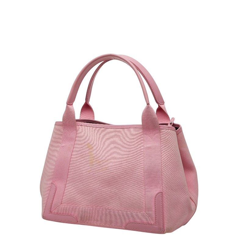 Balenciaga Navy Cabas S Pink Canvas Leather Pouch