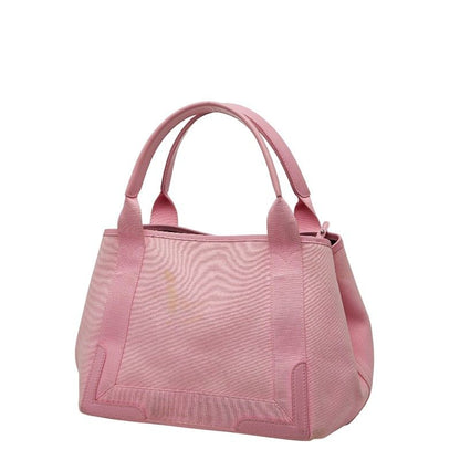 Balenciaga Navy Cabas S Pink Canvas Leather Pouch