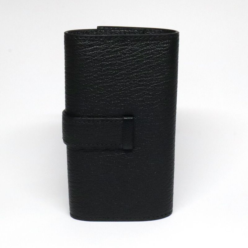 Hermes Bearn 4 Key Case Chevre Mysore Black Gold Key Holder