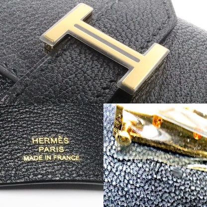 Hermes Bearn 4 Key Case Chevre Mysore Black Gold Key Holder