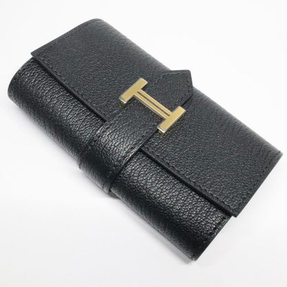 Hermes Bearn 4 Key Case Chevre Mysore Black Gold Key Holder