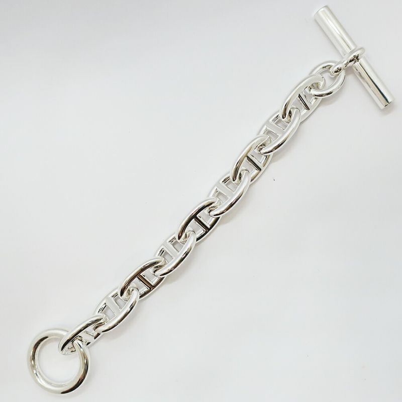 Hermes Chaine D'ancre TGM Bracelet 9 Links Silver Chain