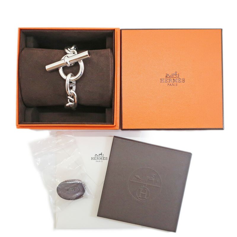 Hermes Chaine D'ancre TGM Bracelet 9 Links Silver Chain