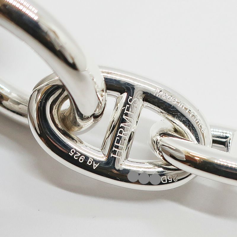 Hermes Chaine D'ancre TGM Bracelet 9 Links Silver Chain