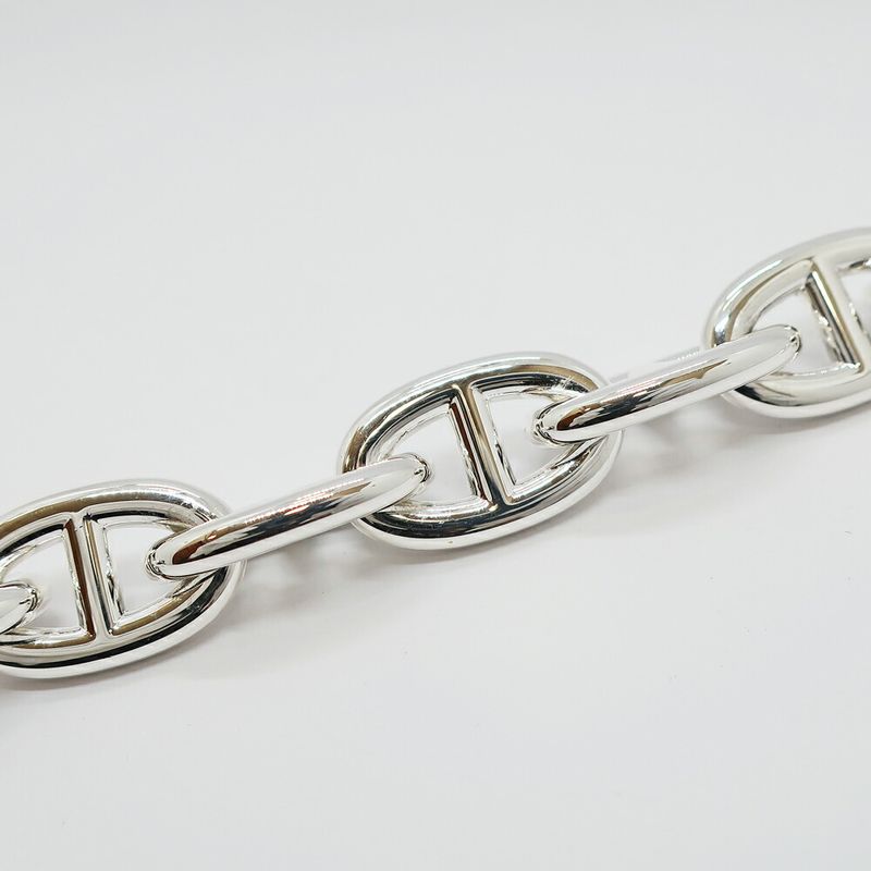 Hermes Chaine D'ancre TGM Bracelet 9 Links Silver Chain