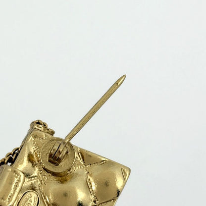 Chanel CC Logo Brooch Quilted Gold Plated
