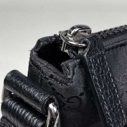 Gucci GG Pattern Shoulder Bag Crossbody Nylon Black