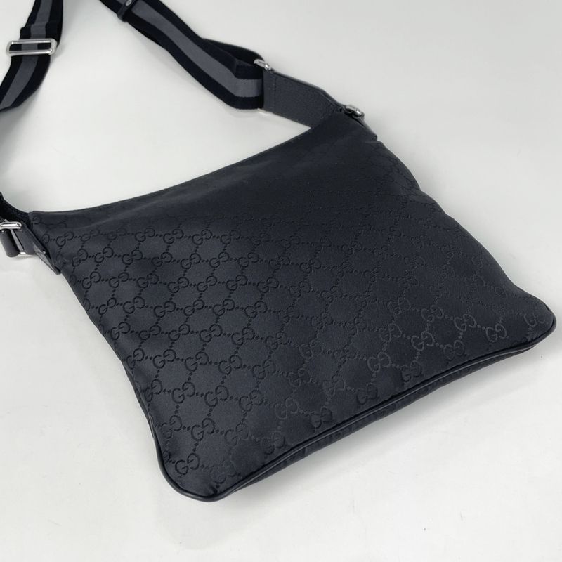 Gucci GG Pattern Shoulder Bag Crossbody Nylon Black