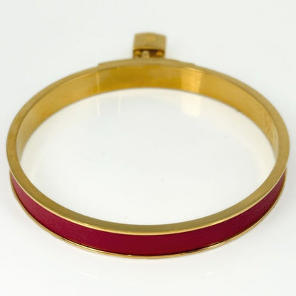 Hermes Kelly Bangle Bracelet Cadena Leather Gold Red