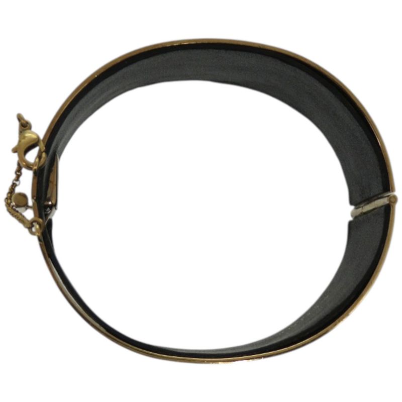 Celine Manchette Metal Leather Gold Bangle