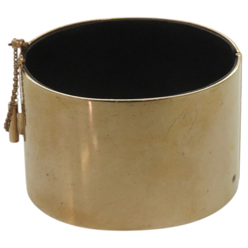 Celine Manchette Metal Leather Gold Bangle