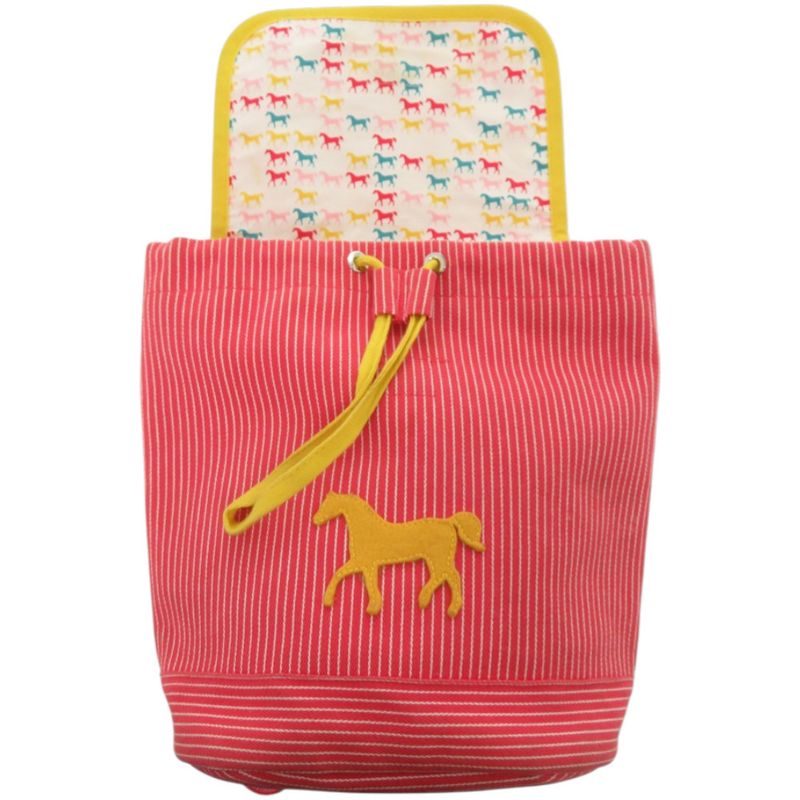 Hermes Striped Kavalkara Kids Horse Cotton Red Backpack Red Yellow