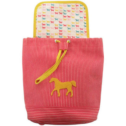 Hermes Striped Kavalkara Kids Horse Cotton Red Backpack Red Yellow