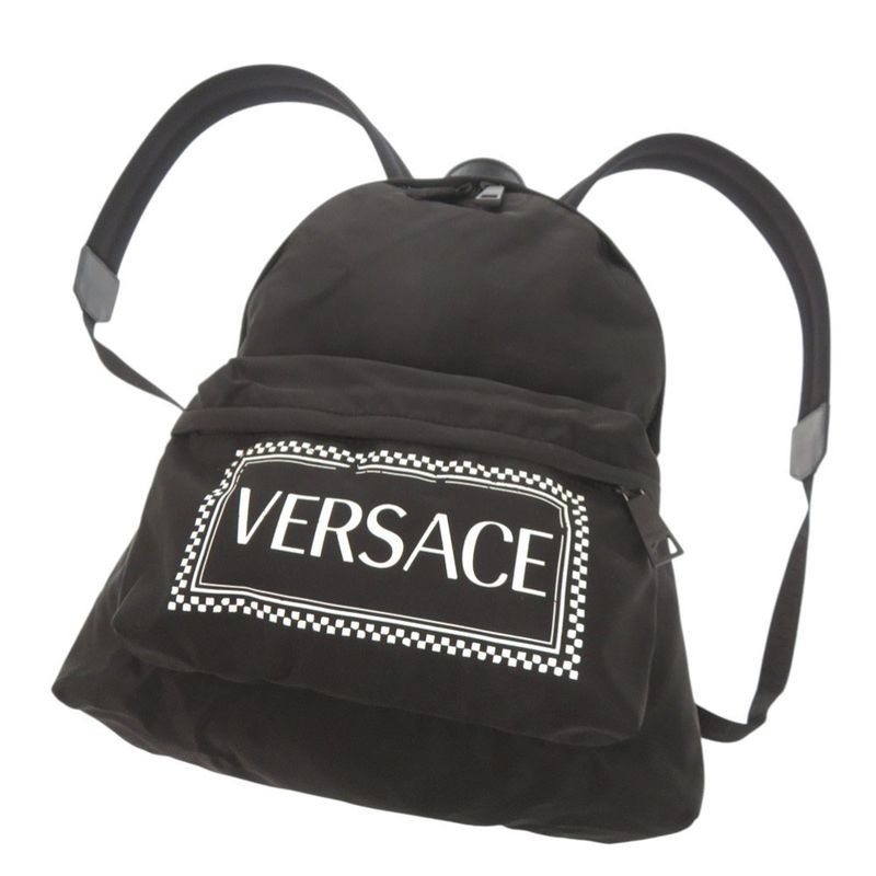 Versace Gianni Logo Nylon Black Backpack