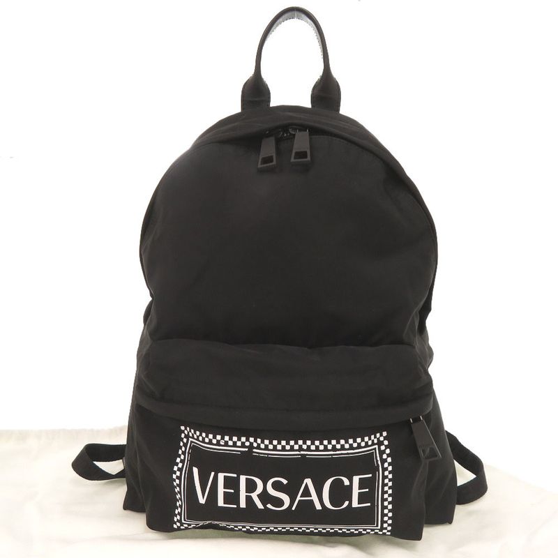 Versace Gianni Logo Nylon Black Backpack