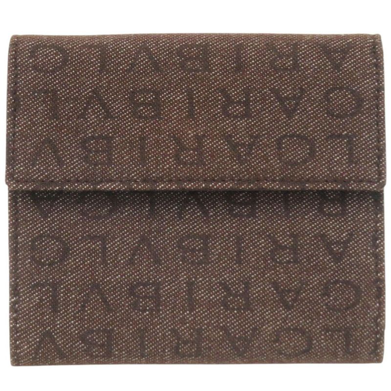Bvlgari Logomania Denim Leather Brown Bifold Wallet