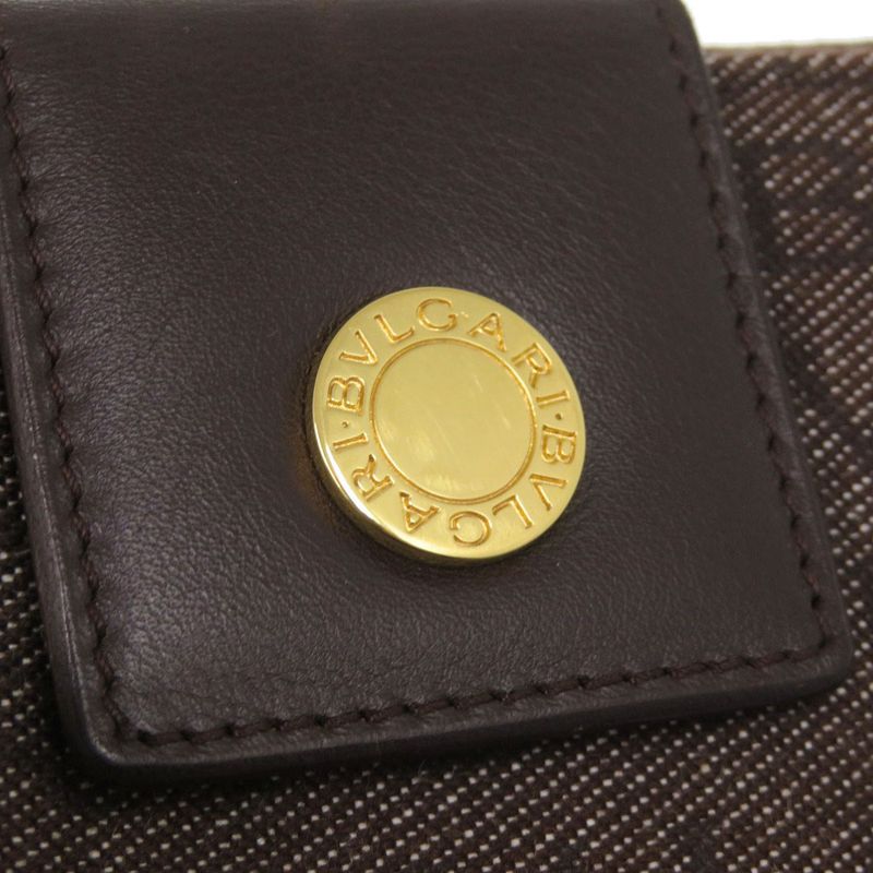Bvlgari Logomania Denim Leather Brown Bifold Wallet