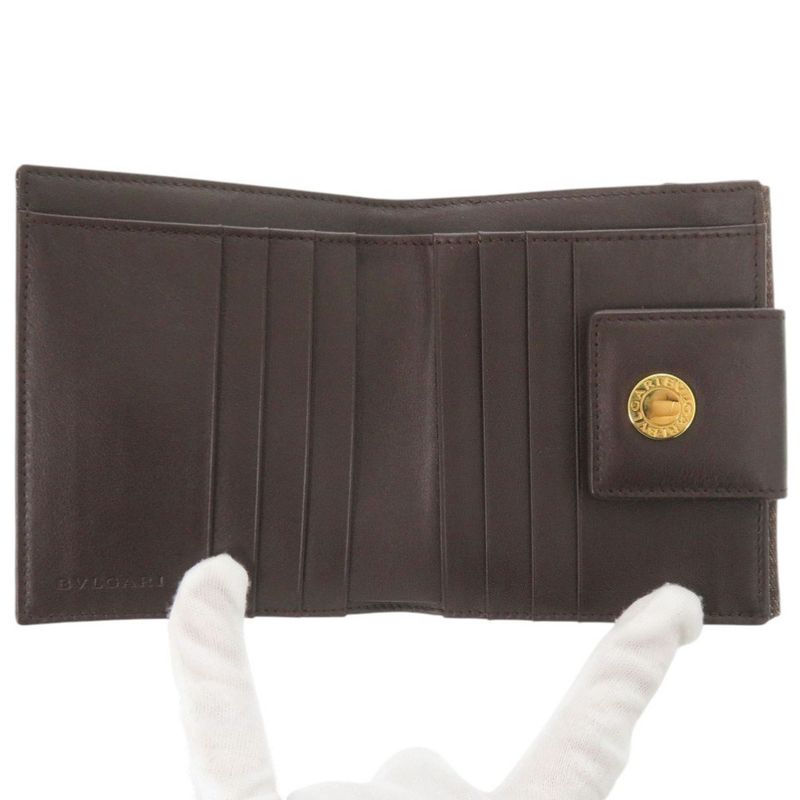 Bvlgari Logomania Denim Leather Brown Bifold Wallet