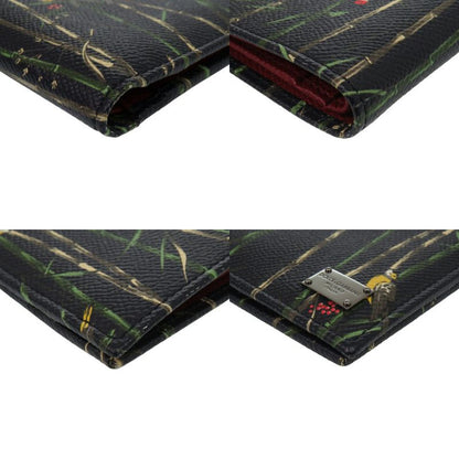 Dolce & Gabbana Bird Leather Black Bifold Wallet Dolce&gabbana Black Red