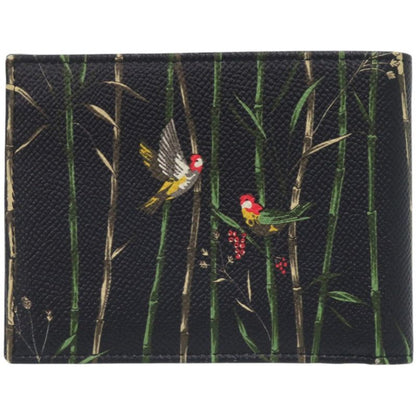 Dolce & Gabbana Bird Leather Black Bifold Wallet Dolce&gabbana Black Red