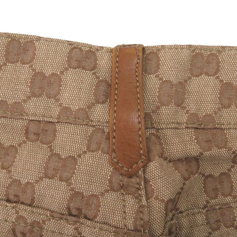 Gucci Vintage GG Canvas Leather Camel Beige Brown Gold 44 Pants Camel Beige X